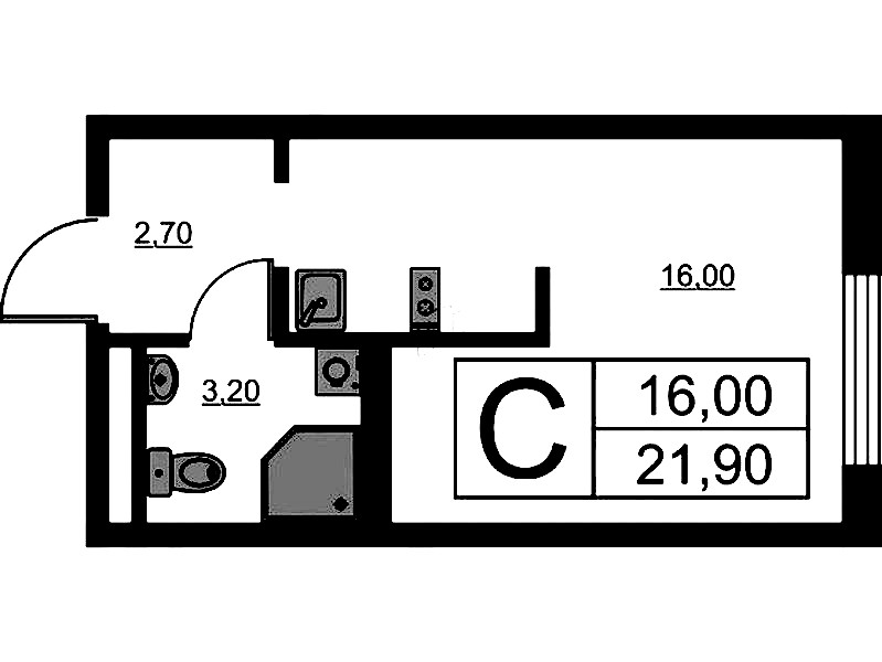Квартира студия 21.9 м², 11/16 эт., ЖК «Avenue Apart Pulkovo»